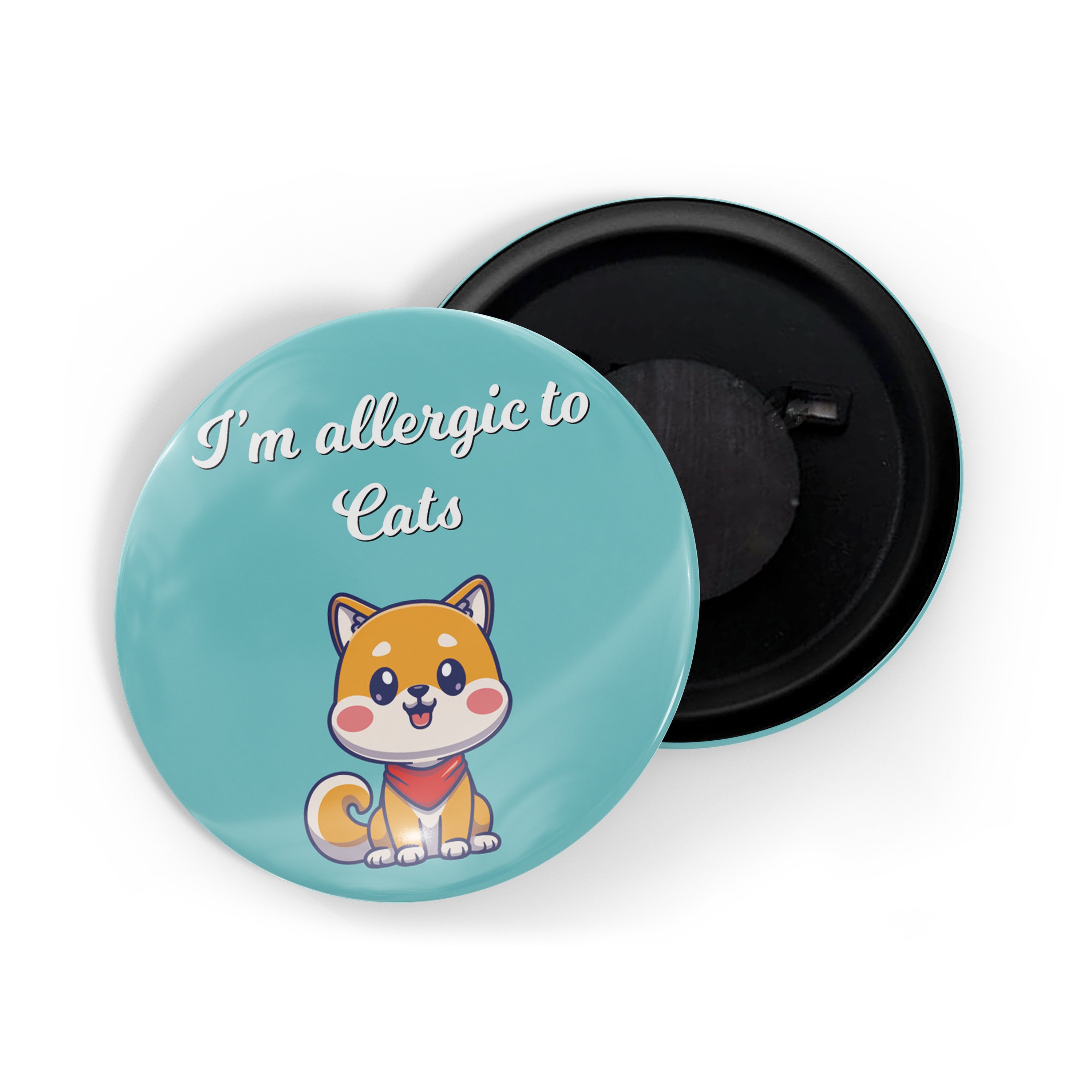 dhcrafts Fridge Magnet Blue I'm Allergic To Cats Glossy Finish Design Pack of 1 (58mm)